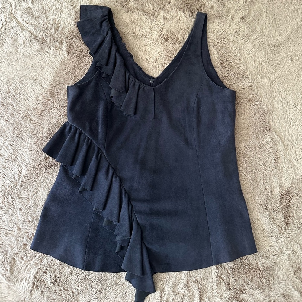 DROMe Suede Ruffle Top